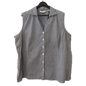 St John's Bay Gingham Print Cotton Blend Button Up Sleeveless top Size 24W